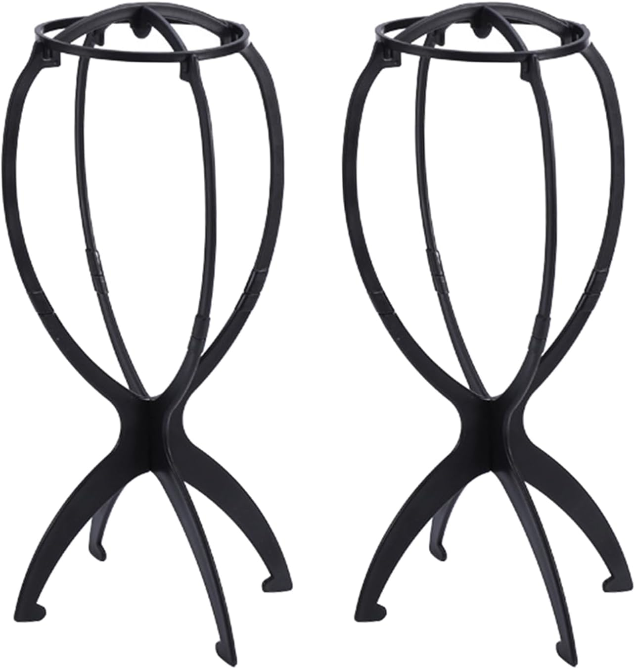 SYEYCW 2 Pcs Black Folding Wig Stands, 35Cm / 13.78Inch Wigs Display Holder for Hair, Collapsible Dryer Wig Holder Stand, Short Hair Extensions Stands, Plastic Portable Wigs Head Holders for Travel image number 3