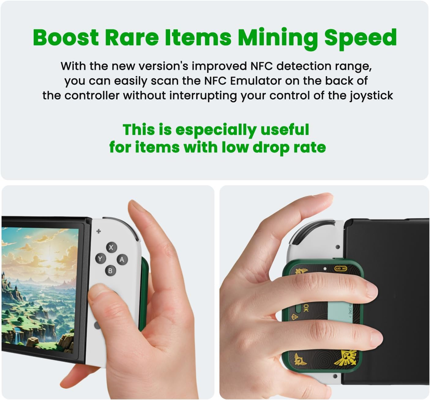 Joysfusion NFC Emulator, Store 3000 NFC Data, Support Ulimited Scan, 1.2" Screen, Easy Button Controls, Rechargeable for Endless Play, Compatible with 50+ Games (Green) image number 1