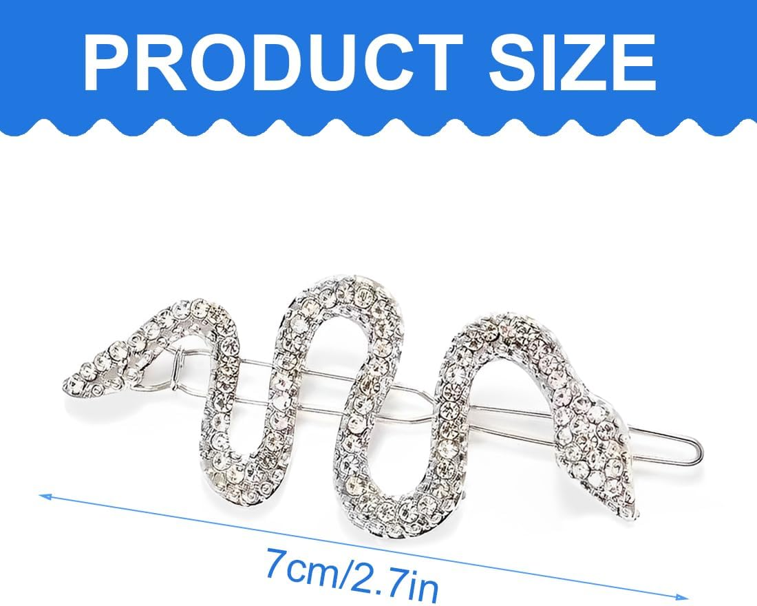 AOEVUIR Pack of 2 Snakes Headband Silver Rhinestone Snakes Headpiece Glitter Snake Hair Clip Hair Accessories Simple Twisted Medusa Hair Clip Snake Hair Pins for Women and Girls