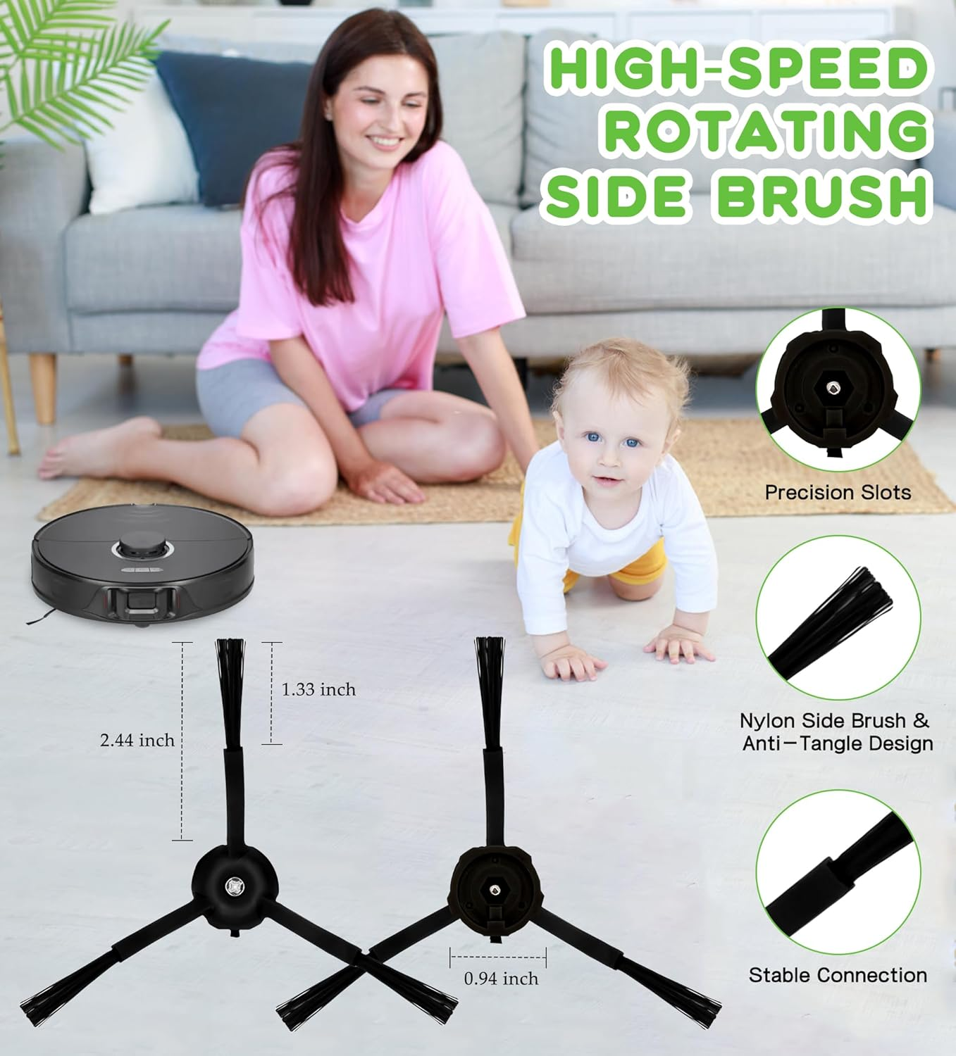 YBVABE S8 Pro Untra Accessories 36 Pack Kit for Roborock S8 Pro Ultra /S8 Docking (Not for S8 Maxv Ultra) 4 Roller Main Brush, 2Self-Cleaning Brush, 6 Filter, 6 Side Brush, 9 Mop Cloth, 6 Dust Bags image number 3