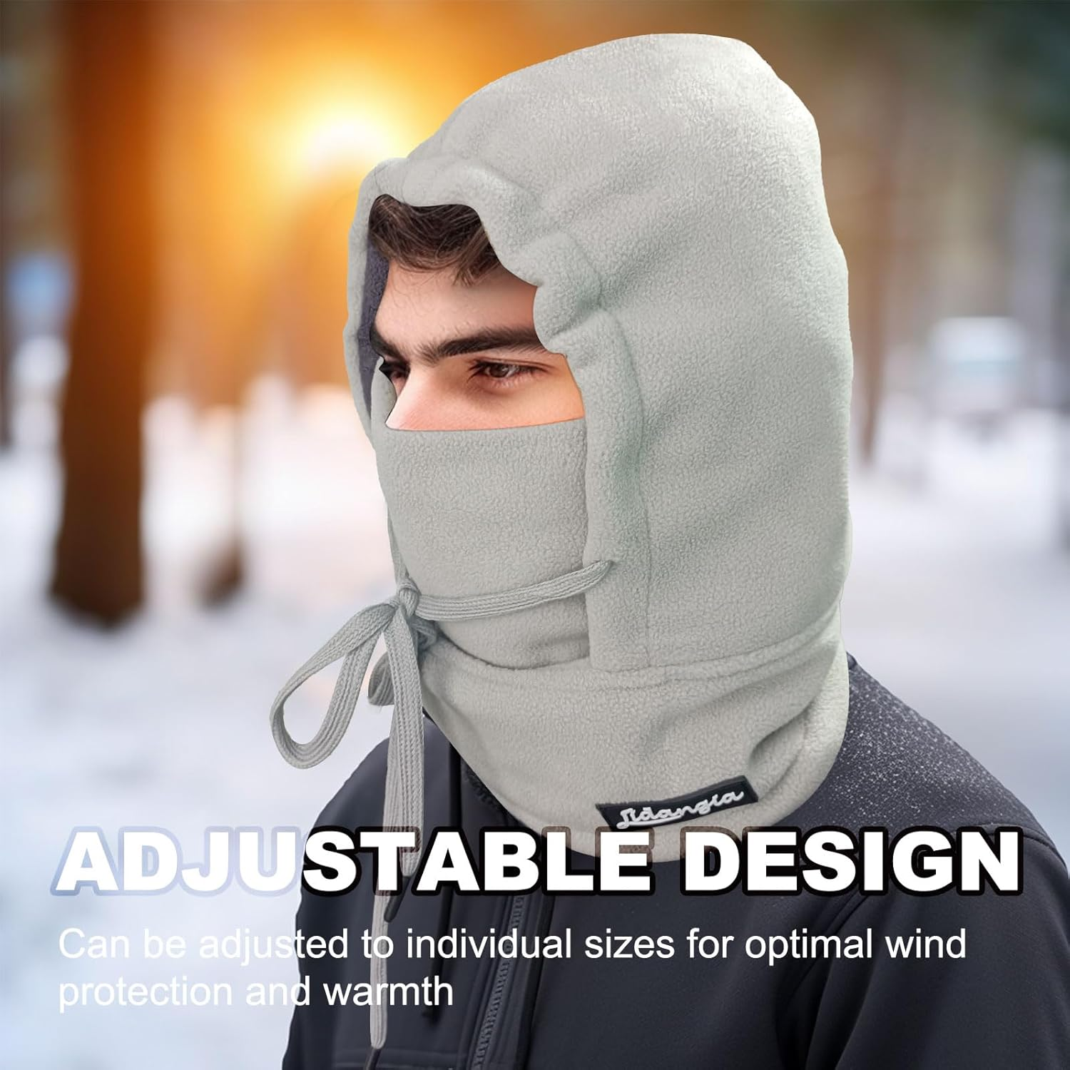 Balaclava Winter Face Mask: Thermal Polar Fleece Hood Windproof Ski Mask for Men Women, Convertible Warm Face Cover Hat Cap and Scarf for Cycling, Skiing, Motorcycle - White image number 2