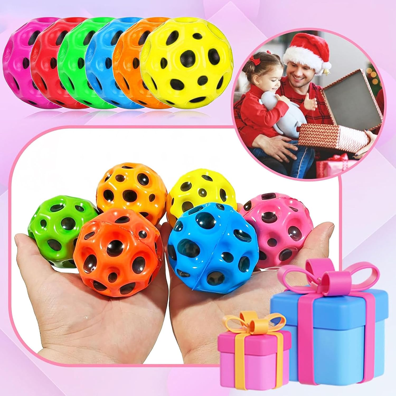 Space Balls Extreme High Bouncing Ball Meteor Space Ball,Rubber Bounce Ball Sensory Ball,Cool Tiktok Pop Bouncing Training Ball for Indoor Outdoor Play,Easy to Grip & Catch - 6Pcs image number 3