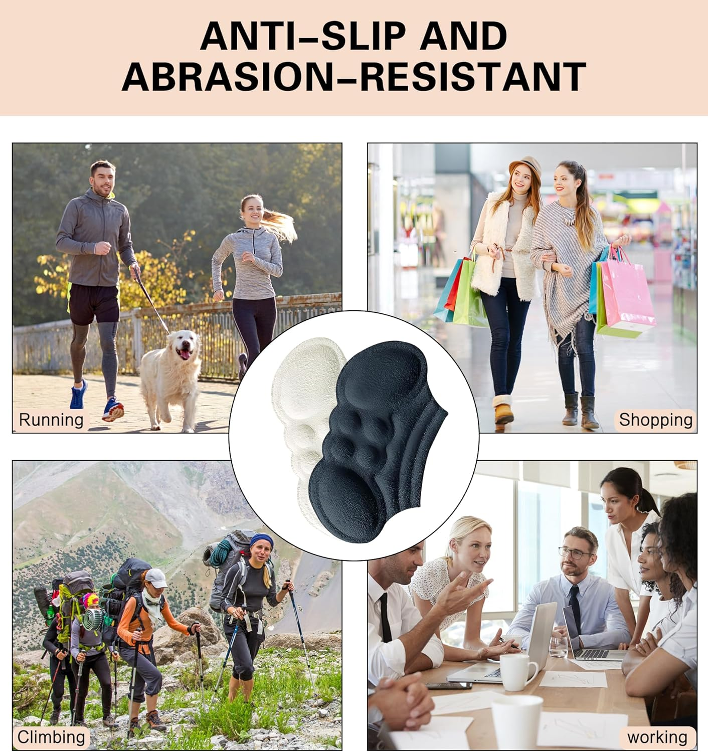 YBVABE Heel Grips for Shoes Too Big - 6 Pieces Heel Cushion Inserts for Loose Shoes, 5D Heel Pads/Protectors/Shoe Filler for Tighter Fit for Men and Women image number 5