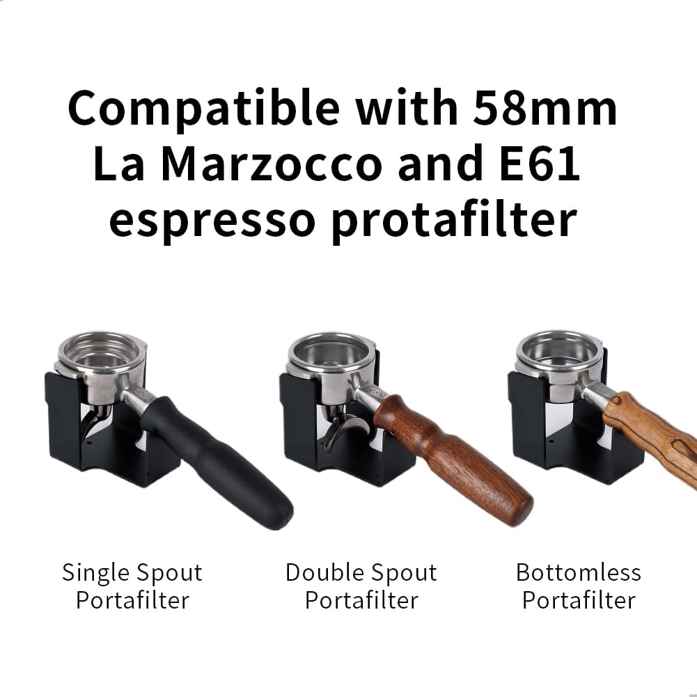 Watchget Coffee Portafilter Holder - Stainless Steel Stand for 58Mm Bottomless/Single/Double Spout Espresso Machines, Weighing Rack, Black image number 6