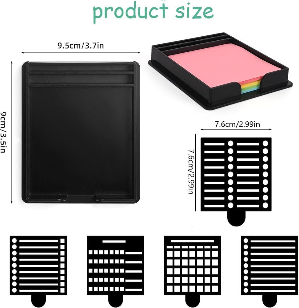 Lyhaogao 5Pcs Reusable Sticky Note Stencil Template Set with to Do List Design, Includes Storage Box and Memo Paper for Office, Home, School Supplies Durable and Portable Organizer - Blue image number 7