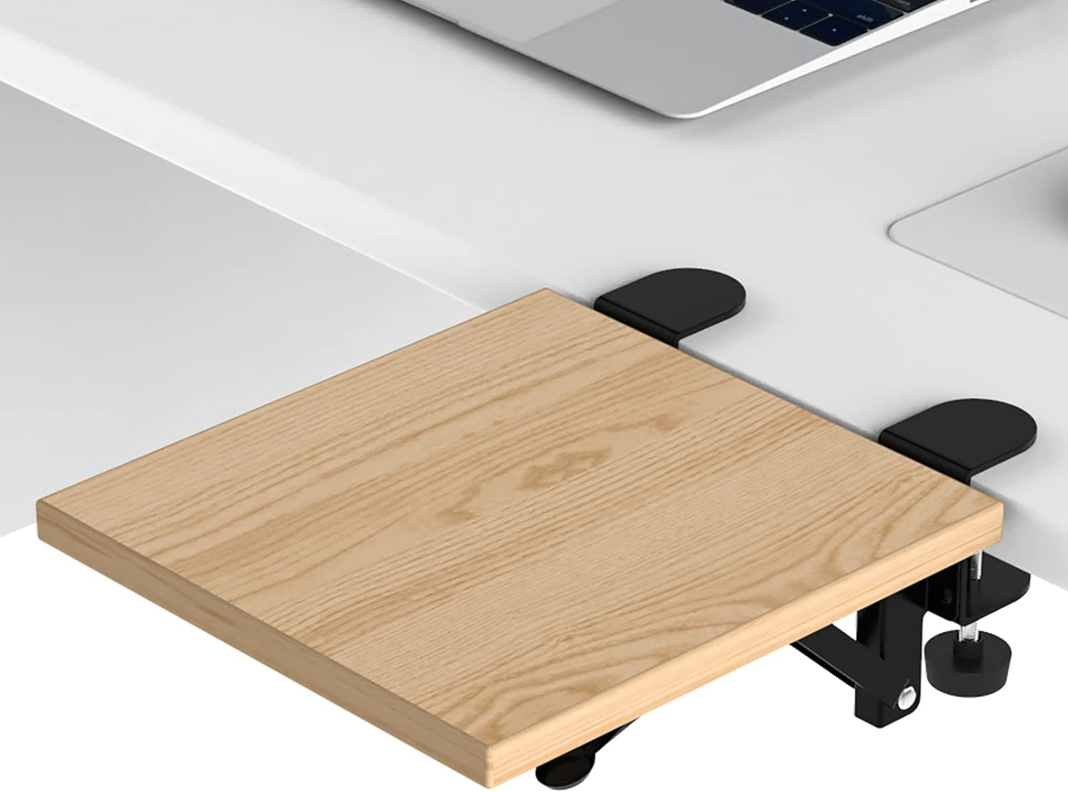 OUGIC Ergonomics Desk Extender Tray, 11.8"X5.9" Punch-Free Clamp On, Foldable Keyboard Drawer Tray, Table Mount Arm Wrist Rest Shelf, Computer Elbow Arm Support