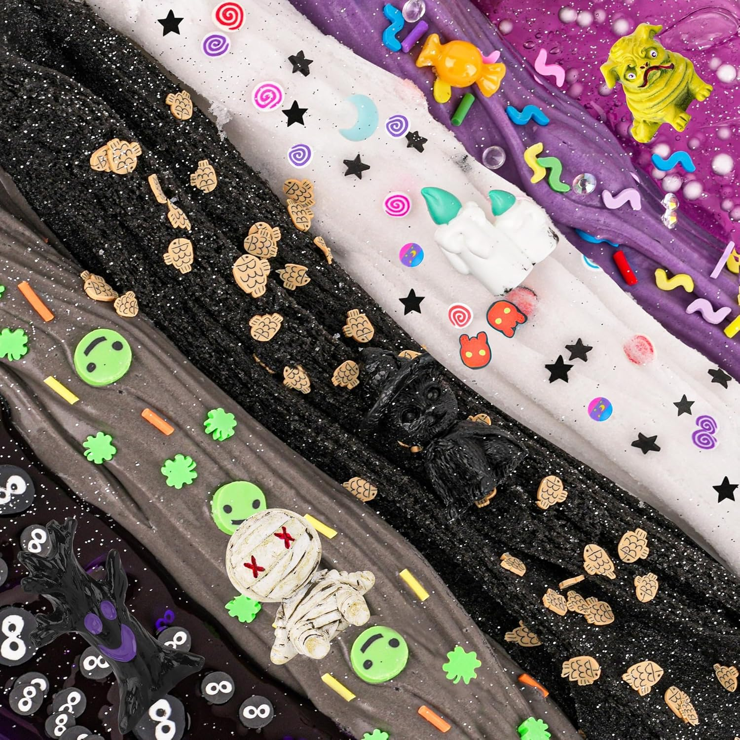 LAWOHO Set of 6 Purple and Black Slime Set with Fluffy Cloud Slime, Clear Slime & Butter Slime, Children'S Birthday Halloween Party Bag Girls and Boys image number 4