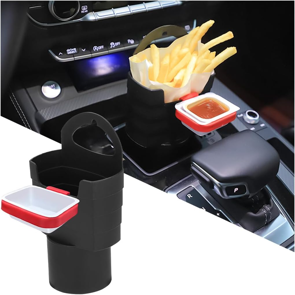 JNNJ Car French Fries Cup Holder, French Fries and Dip Sauce Holder for Car, French Fries Cup Holder, Plastic Chip Holder with Sauce Holder, Car Interior image number 3