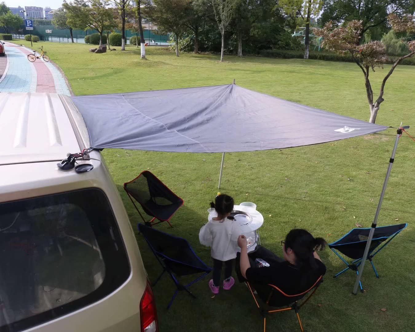 Hikeman Waterproof Camping Tarp Portable Tent Footprint with Drawstring Bag Ground Cloth for Outdoor Hiking Picnic (Grey 95"X83") image number 4