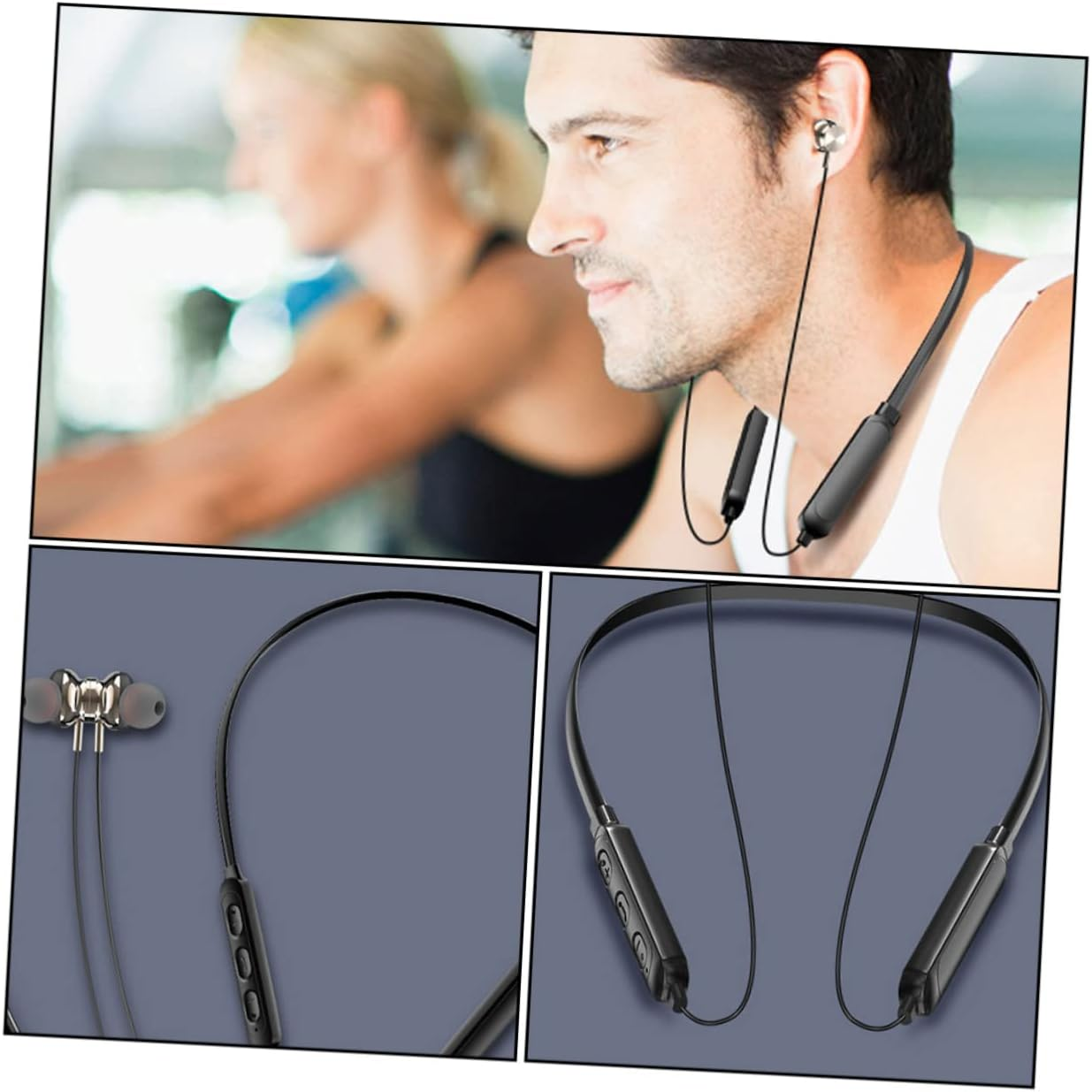 COHEALI Neck Hanging Earphones 5.0 Waterproof Wireless Headset Magnetic In-Ear Buds Stereo Sports Earphones for Running Fitness Black image number 6