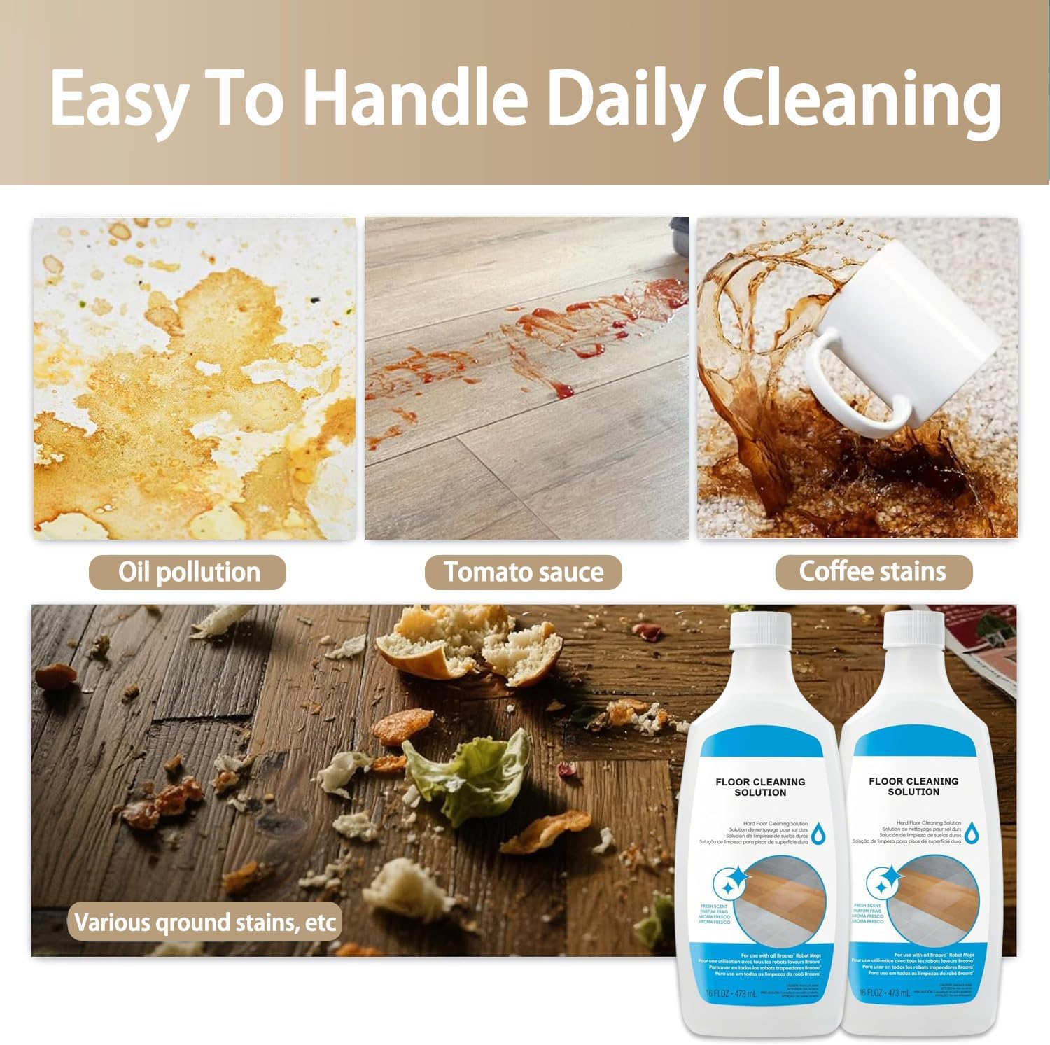 Hard Floor Cleaner Concentrate Solution Compatible with Roomba Combo 104/105/405/505, Essential, I5/I5+, J5/J5+, J7+, J9+, Braava Jet 240 & M6, Residue-Free Floor Cleaning Solution, 473Ml (2 Pack) image number 4