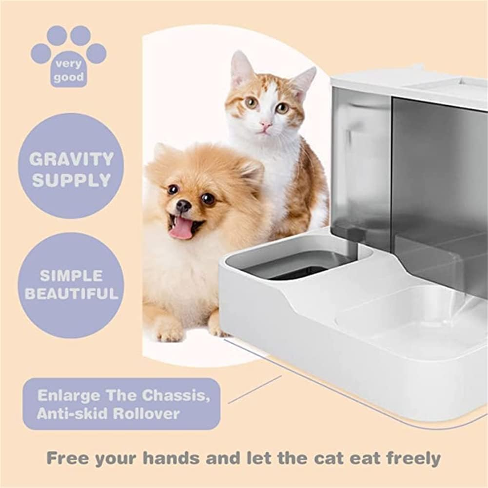 MMIAOO 2 in 1 Pet Automatic Food and Water Dispenser, Cat Feeder, Dog Feeder,Pet Water Dispenser,Pet Automatic Feeder, Pets Auto Feeder (Grey) image number 2