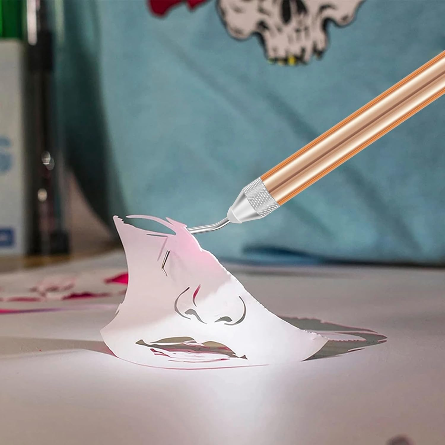 5Pcs Vinyl Weeding Tools Set with LED Light,Vinyl Lighted Weeding Pen Tools Straight Weeder, Portable Weeding Hook Pin Basic Tool Set for Crafting Silhouettes Cameos DIY image number 6