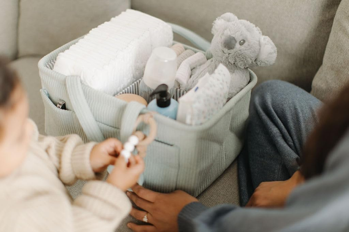 Diaper Caddy, Diaper Organizer or Storage, Portable Nursery Storage and Car Organizer, a Baby Gift Registry, Baby Shower Essentials & Caddy Organizer (Mint Green) image number 2