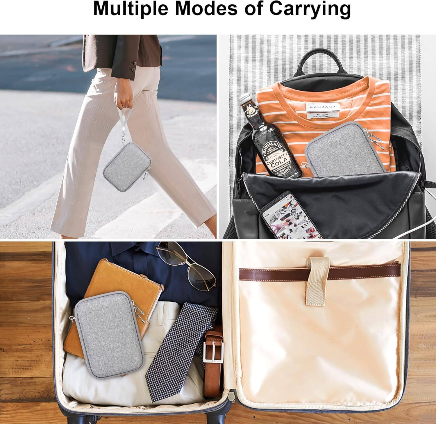 Canboc Hard Carrying Case for JADENS D110 Label Maker Machine, Portable Bluetooth Label Printer Box, Zipper Mesh Bag Fits Label Paper and Charging Cord,Grey - A-Mint Green image number 4