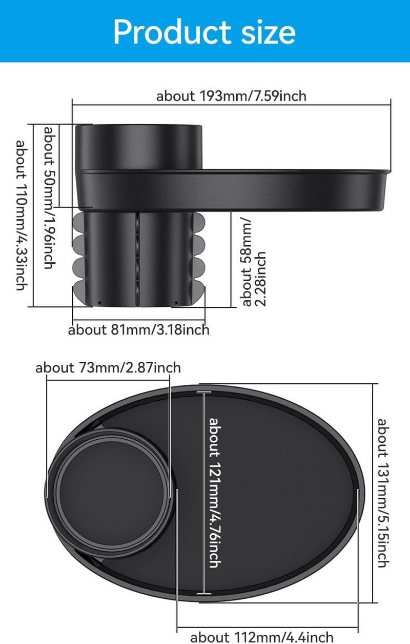 Complete Oval Travel Tray - Expands Cup Holder, Rotates Cup & Tray for Most Seats image number 2