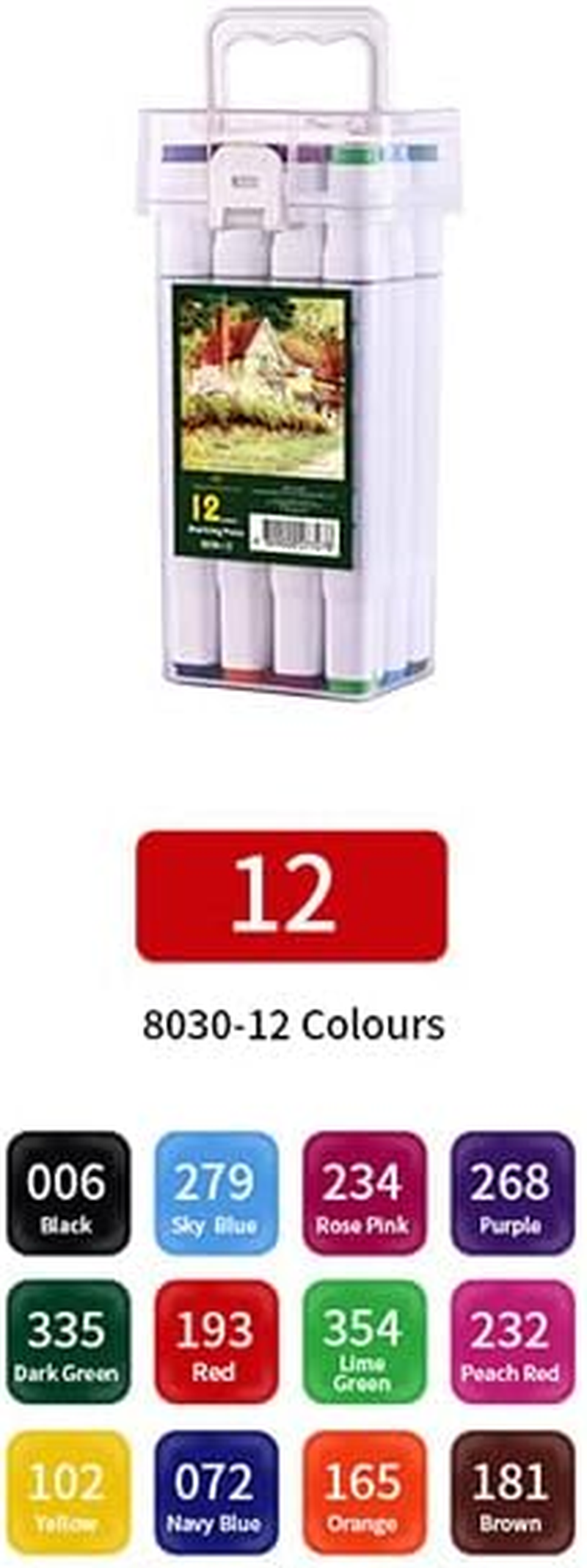 Colour Markers Dual Nibs Alcohol Base Coloring Coding Assorted Colours with a Bucket School Art (48) image number 3