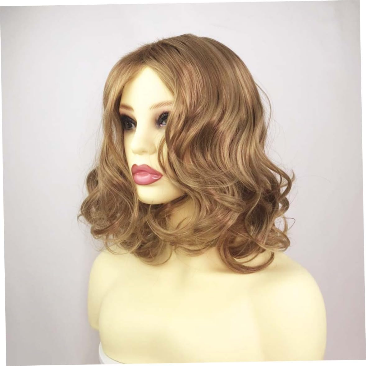 Blonde Wigs, Short Bob Curly Wigs, Synthetic Gold Anti-Warping Hair Wig, Water Wave Hair Wigs for Girls Women Cosplay image number 2