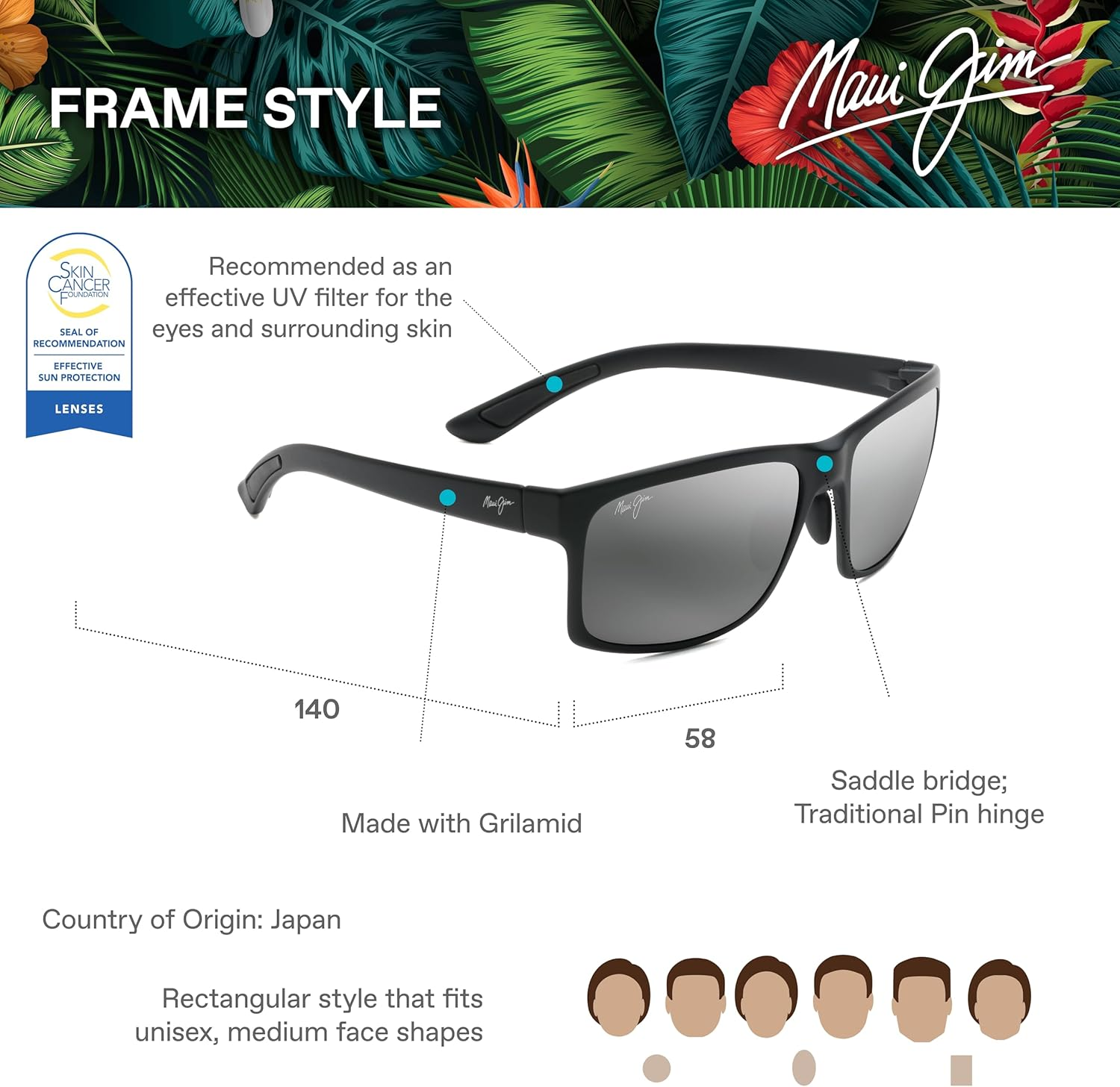 Maui Jim Men'S Pokowai Arch Polarised Sunglasses image number 5