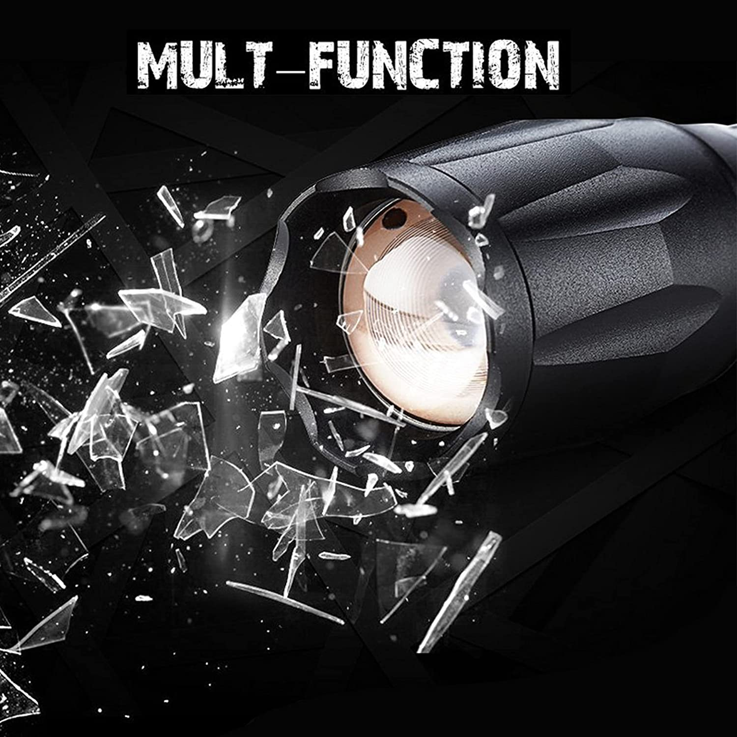 LED Torches High Lumens Flashlights Tactical Flashlight with Adjustable Focus a Water Resistant Torch for Outdoor, Emergency, Power Outage, Camping, Hiking (Black) image number 2