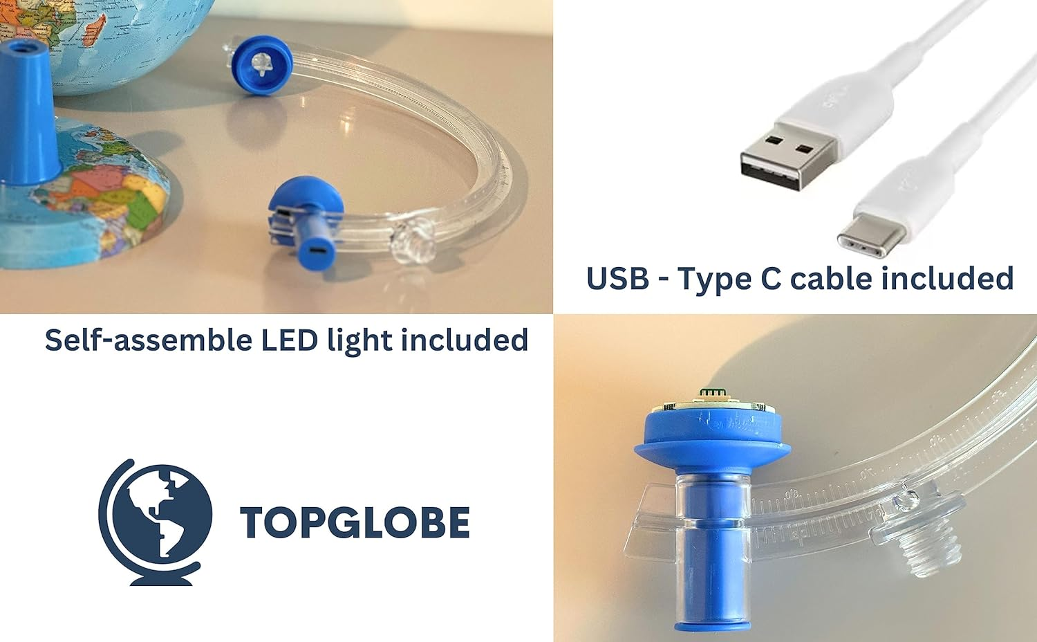 30Cm Illuminated Globe - English Map - Modern Political World Globe - Educational/Geographic/Desktop Decoration image number 3