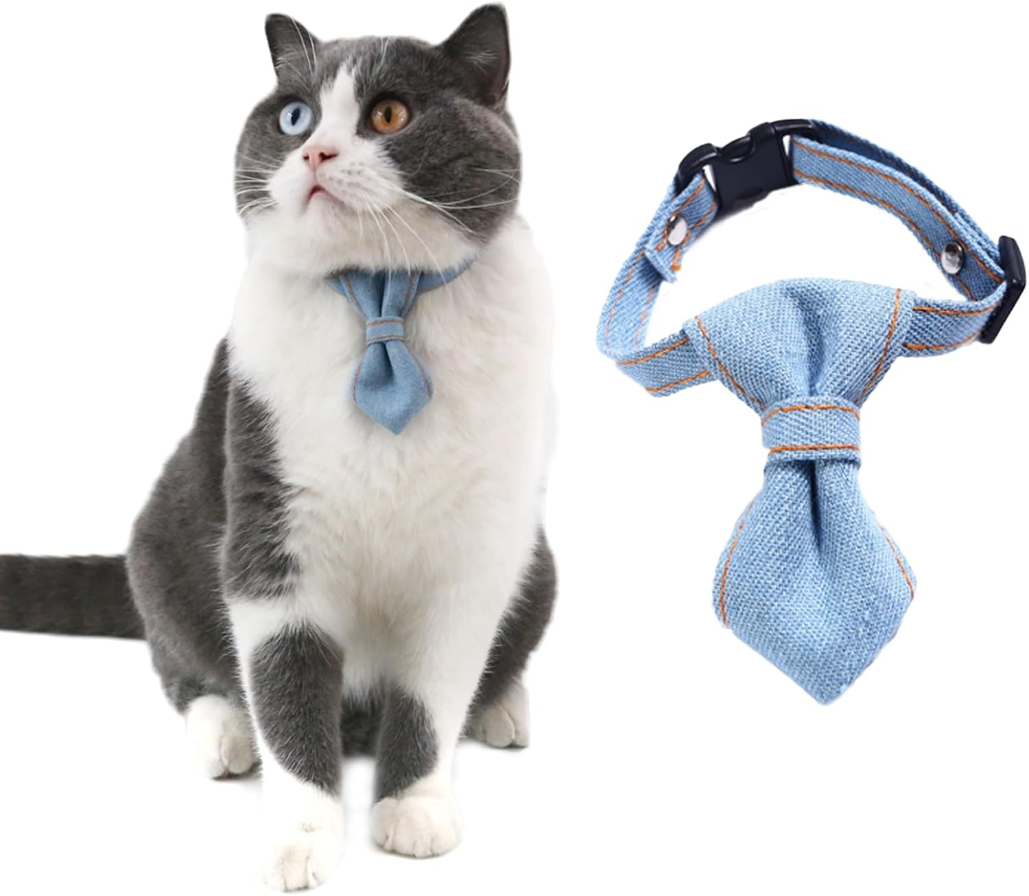 Lopsity Dog Collar Bow Tie Cat Dog Neck Ring Strap Adjustable Buckle Closure for Kitten Puppy and Small Pets (Blue) image number 1