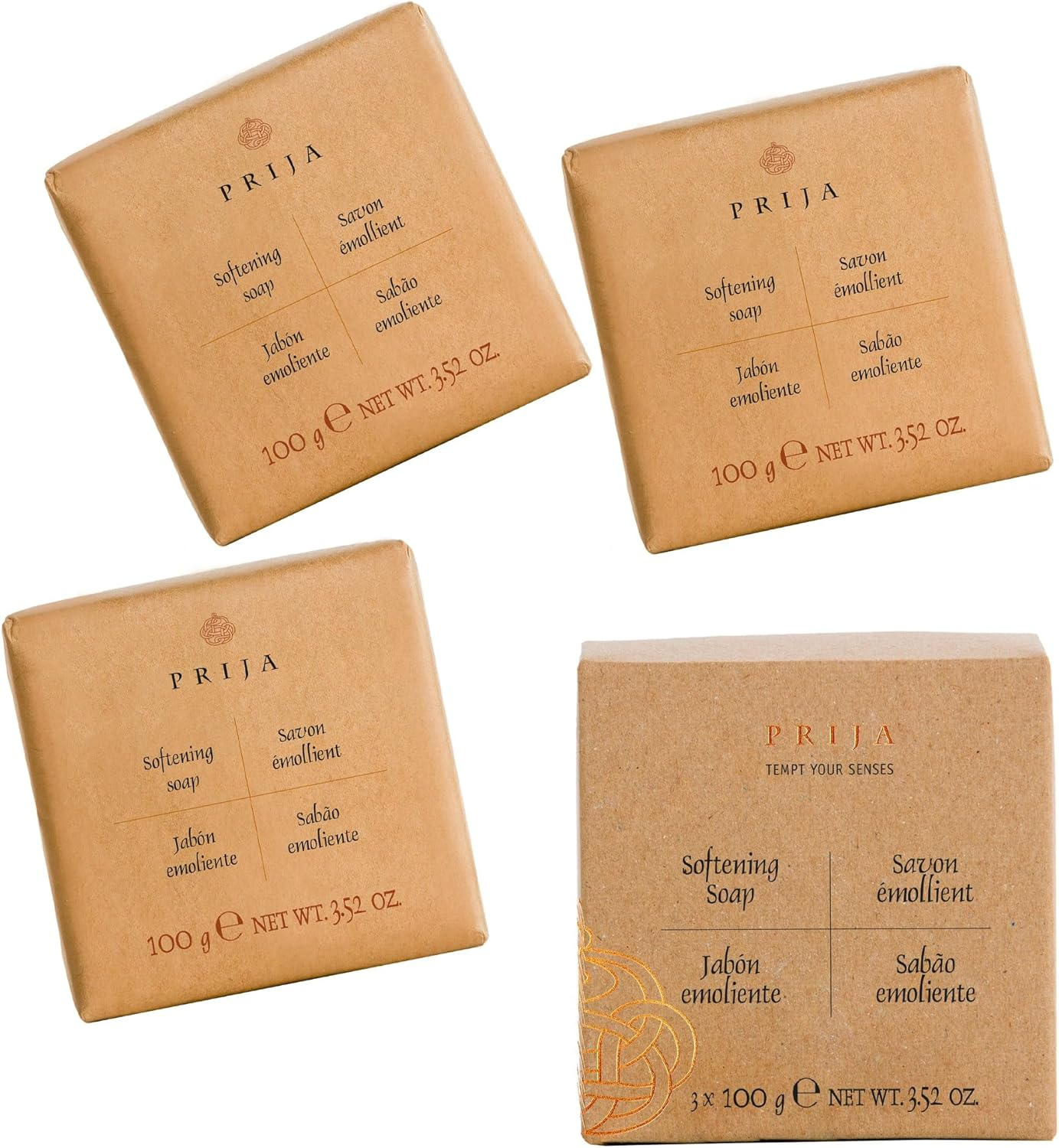 Prija Softening Vegetable Soap Gift Pack for Hand Cleansing and Moisturising, Premium Enriched Hydrating Hand Soap with Vegetable Glycerin in Travel Size 3 X 100G image number 1