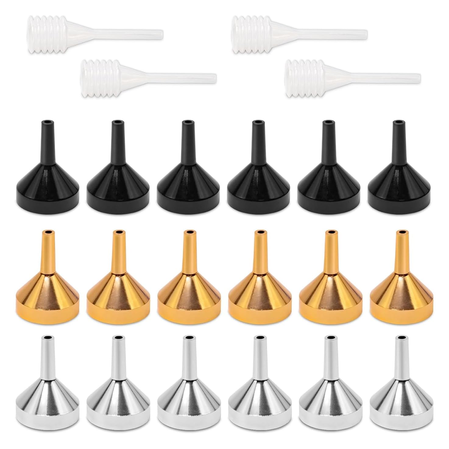 WADY 22 Pcs Small Metal Funnels with 4 Pack Mini Pipette, Metal Small Funnel Aluminum Alloy Funnel for Filling Bottles and Transferring Cosmetics Perfume, Kitchen Gadgets Accessories (Small) image number 6