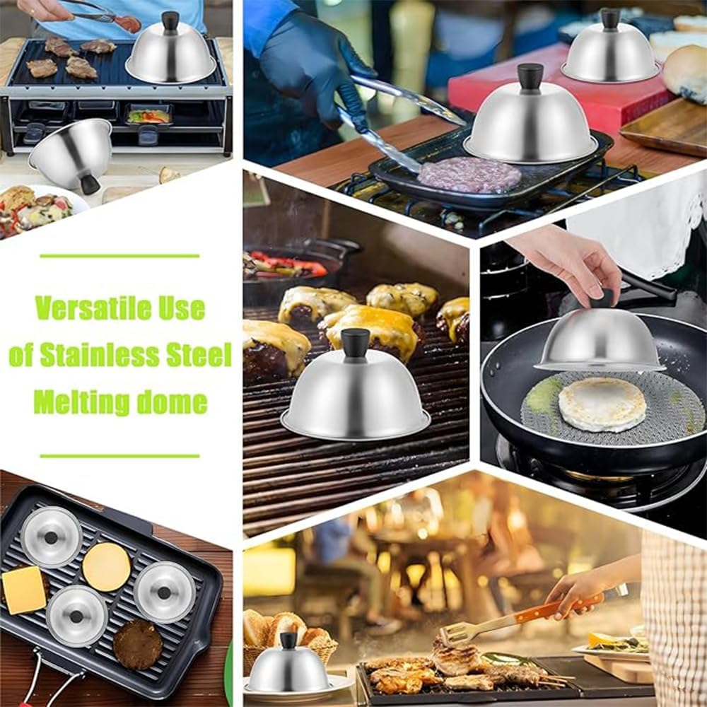 2 PCS Burger Covers Stainless Steel,Small Metal Steaming Cover Grill Lid,Cheese Melting Dome,Ideal for Indoor & Outdoor Flat Top Griddle Teppanyaki, Dishwasher Safe image number 2