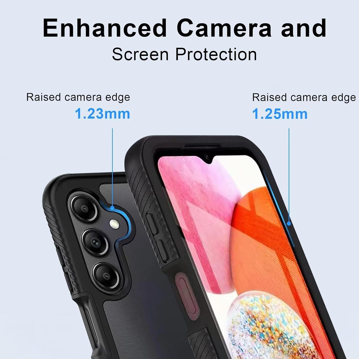 Bnvdfre Mobile Phone Case for Motorola Moto G24 / E14 / G04 / G04S / G24 Power Case and Tempered Glass with Built-In Screen Protector Shockproof Protective Case 360 Degree Full Protection TPU Silicone image number 6