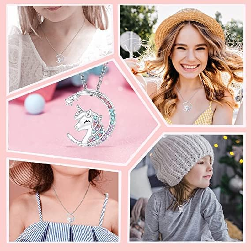 You Are Magical Necklace for Girls Crystal Moon Pendant Necklaces Jewelry Gifts for Girls Daughter Granddaughter Niece Birthday, Sterling Silver, 925Silver image number 4