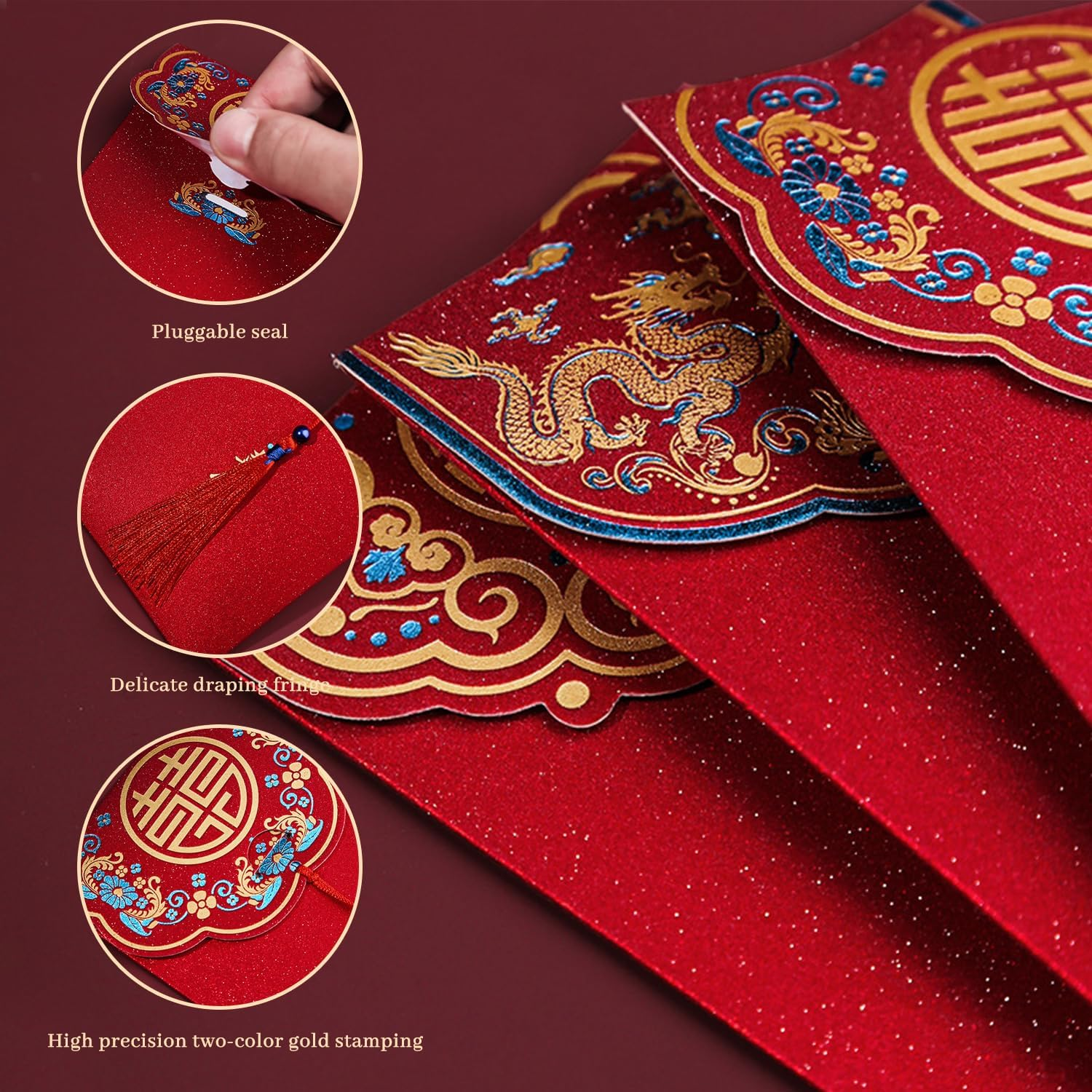 6 Pcs Red Envelopes, Thousand Yuan Red Packets, Red Envelope Gifts, Tie the Knot Red Envelope, Red Envelope Gifts for Wedding Happy