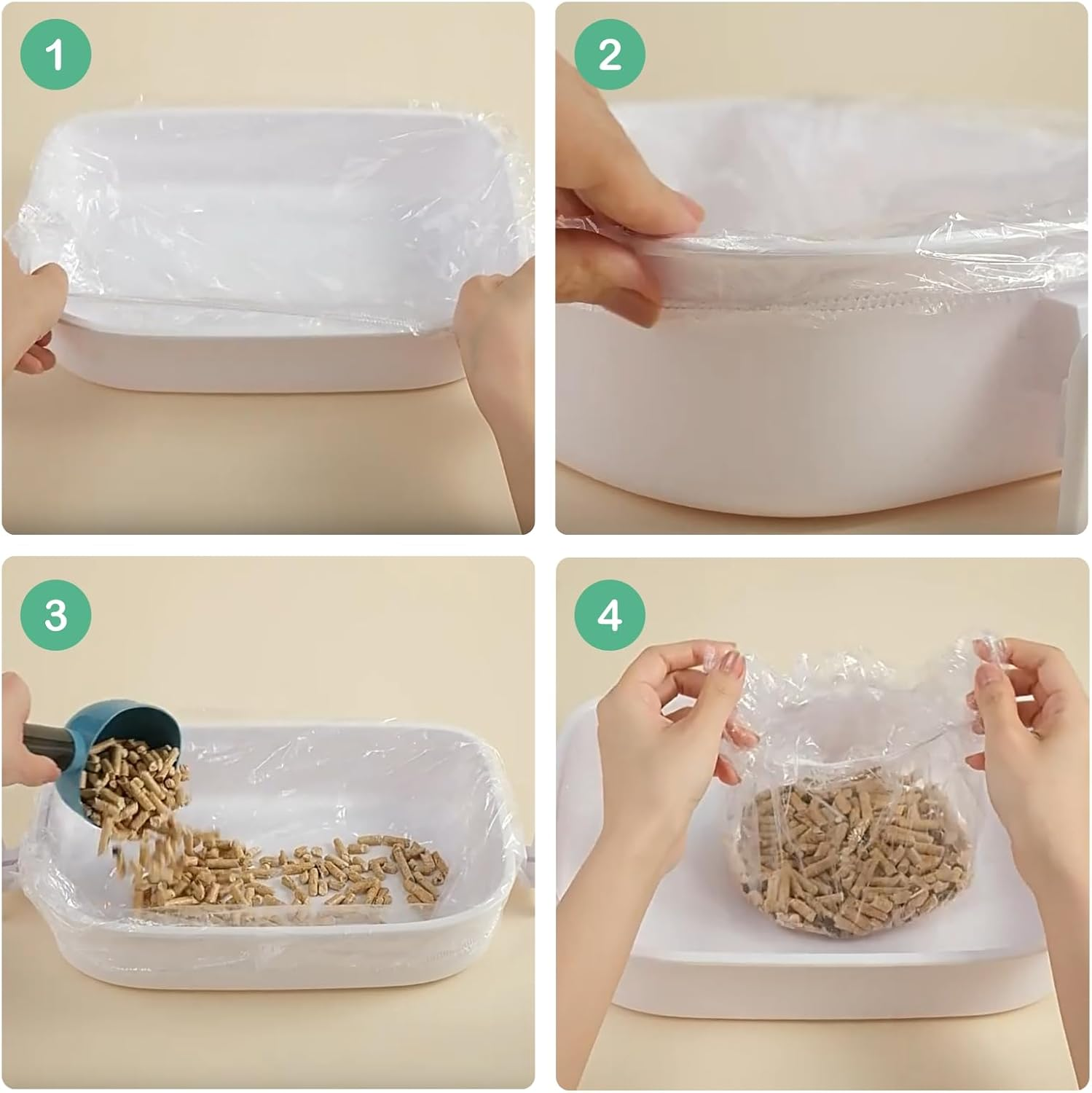 Septillar Disposable Small Animal Cage Liners, Litter Tray Toilet Plastic Film for Rabbit Guinea Pig Bird Hamster Chinchilla Hedgehog (30Pcs) image number 5