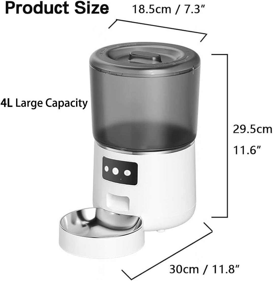 Automatic Cat Food Dispenser, 4L Smart Wifi Pet Feeder with APP Control for Remote Feeding, 1-9 Meals & 10S Voice Record Timed Cat Self Feeder for Cat Dog Pet image number 2