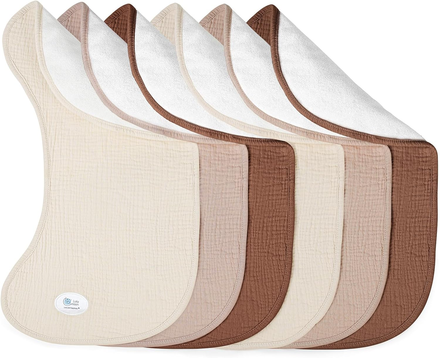 Lulumoon Muslin Burp Cloths for Babies: 100% Soft Cotton Large Burping Cloths - Neutral Baby Burp Rags for Boy and Girl - Absorbent Burp Cloth for Spit-Ups 6 Pack