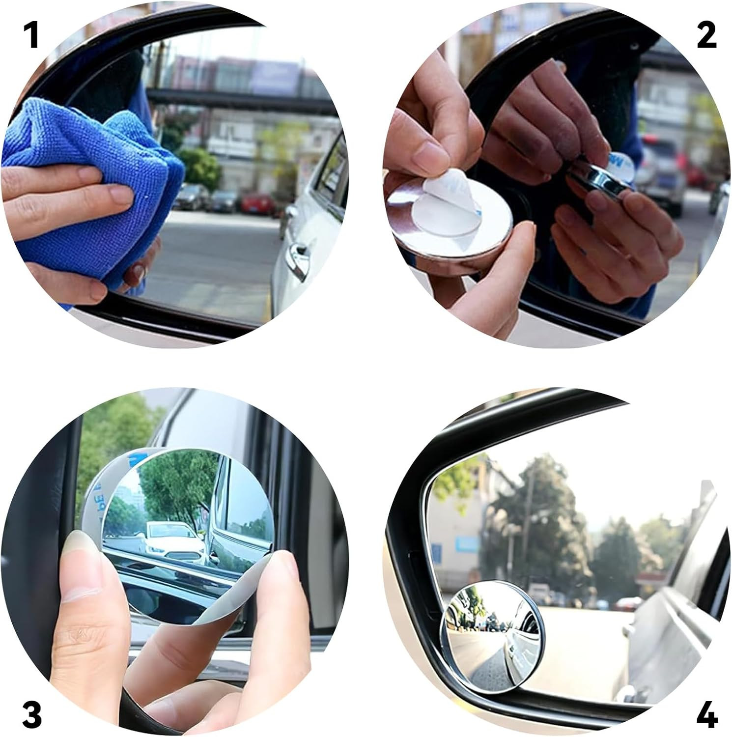 2 PCS Self-Adhesive Blind Spot Mirror &ndash; 2" round Frameless Convex Mirror with Permanent Self-Adhesive, 360&deg; Rotatable HD Wide Angle Rear View Mirror for Cars, Suvs, Trucks