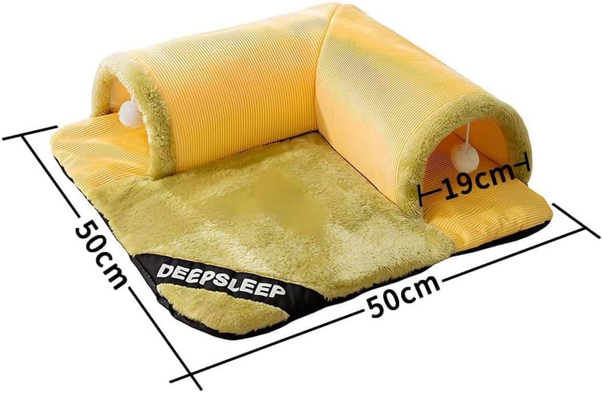 Plush Cat Tunnel Bed for Indoor Cats, Fluffy Cat Cave Tube with Hanging Ball for Fun and Rest, Multifunctional Cat Cat Tunnel Bed for Cat Kitten Rabbit Puppy Ferret image number 1