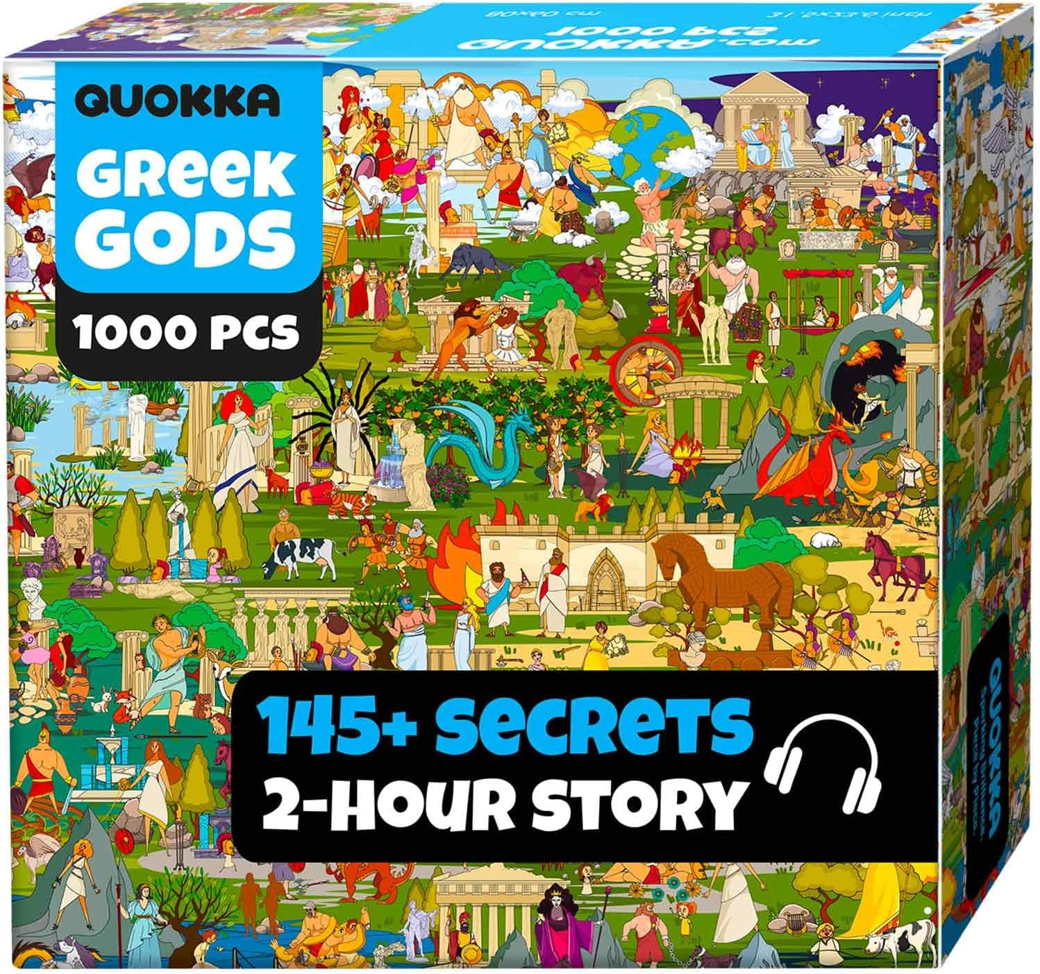 QUOKKA 1000 Piece Jigsaw Puzzle for Adults Mythories Ancient Gods Egyptian &ndash; Premium Box Packaging with Extra Fun Challenges, Perfect for Relaxation, Creativity & Gift Giving