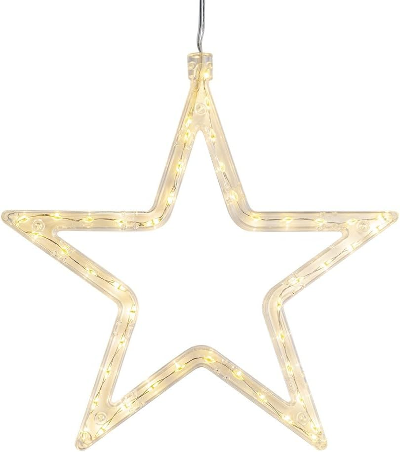 Ideen Mit Herz LED Star Frame | Pack of 3 | Warm White | Window Decoration | with Suction Cup | Battery Operated | Includes Timer | 18.7 Cm X 1 Cm X 18.3 Cm