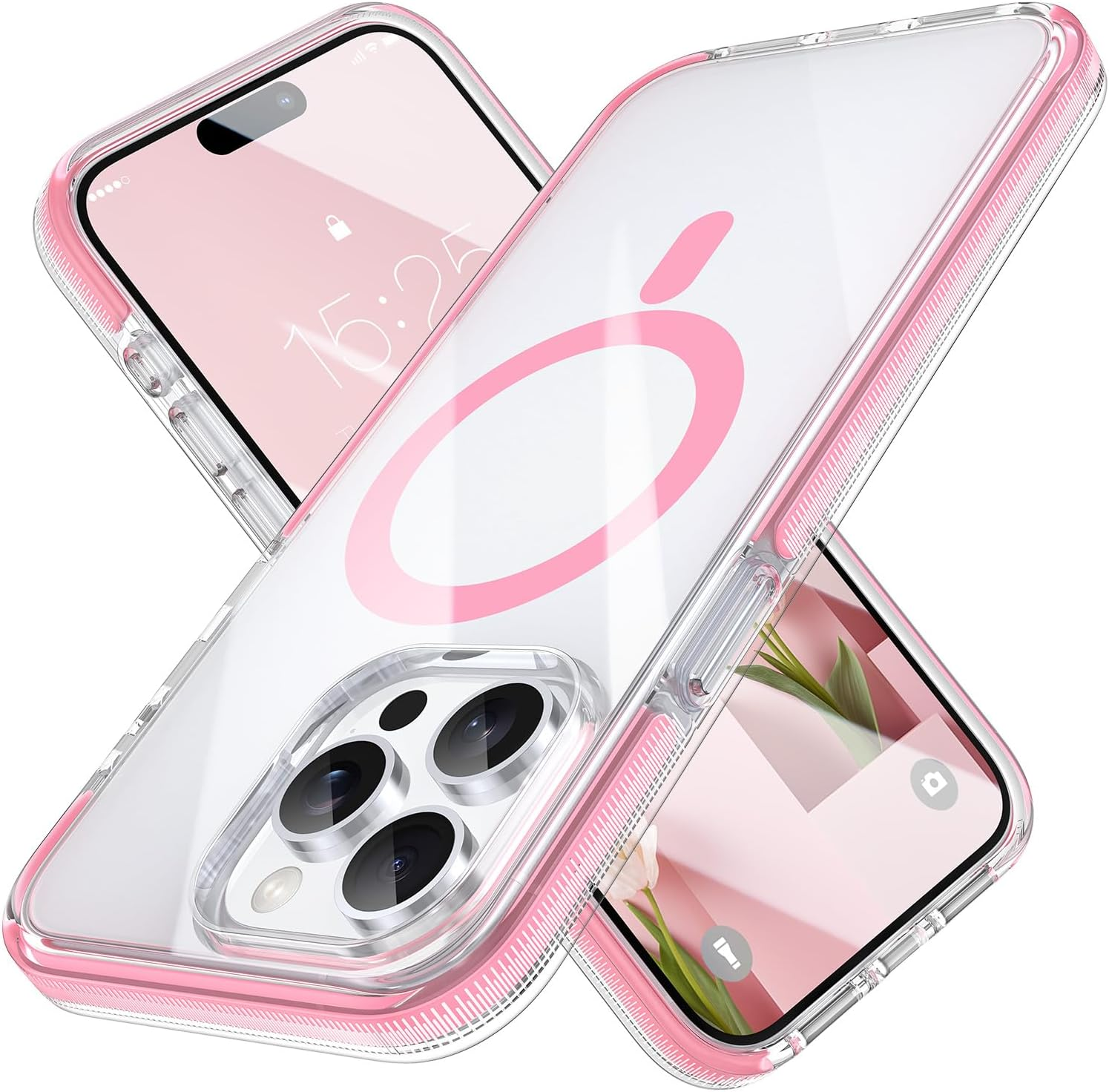 MILPROX Compatible with Iphone 15 Pro Max Case - Compatible with Magsafe - Magnetic Clear Trasparent Design - Non-Yellowing Anti-Slip - Shockproof Bumper Phone Cover - Pink image number 3
