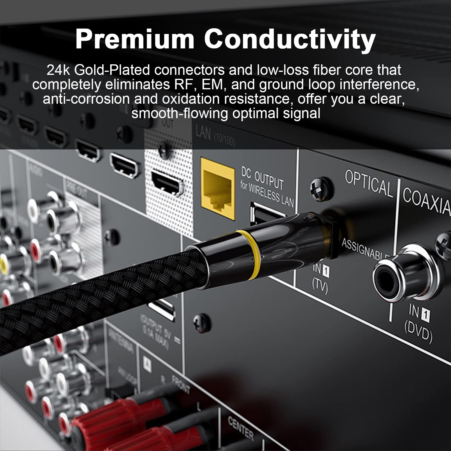 XMUXI Digital Optical Audio Toslink Cable MD DVD Nylon Braided Fiber SPDIF Cable Lead Cord for Home Theater, Sound Bar, TV, PS4, Xbox, Playstation, Playstation,Computers, Game Console (1 Meters)