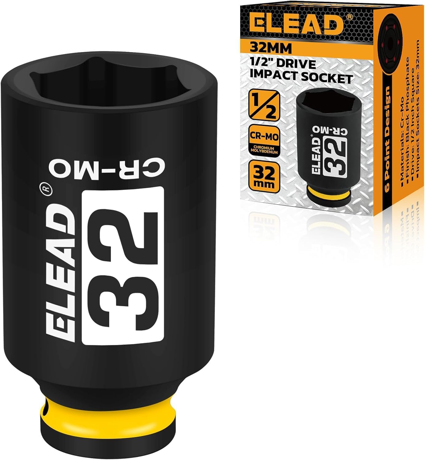 ELEAD 1/2" Drive Deep Impact Socket, 34 Mm Metric 6 Point 1/2-Inch Drive Impact Axle Nut Sockets, CR-MO Nut Socket Set, Oil Filter Sockets, Tools for Easy Removal of Axle Shaft Nuts image number 3