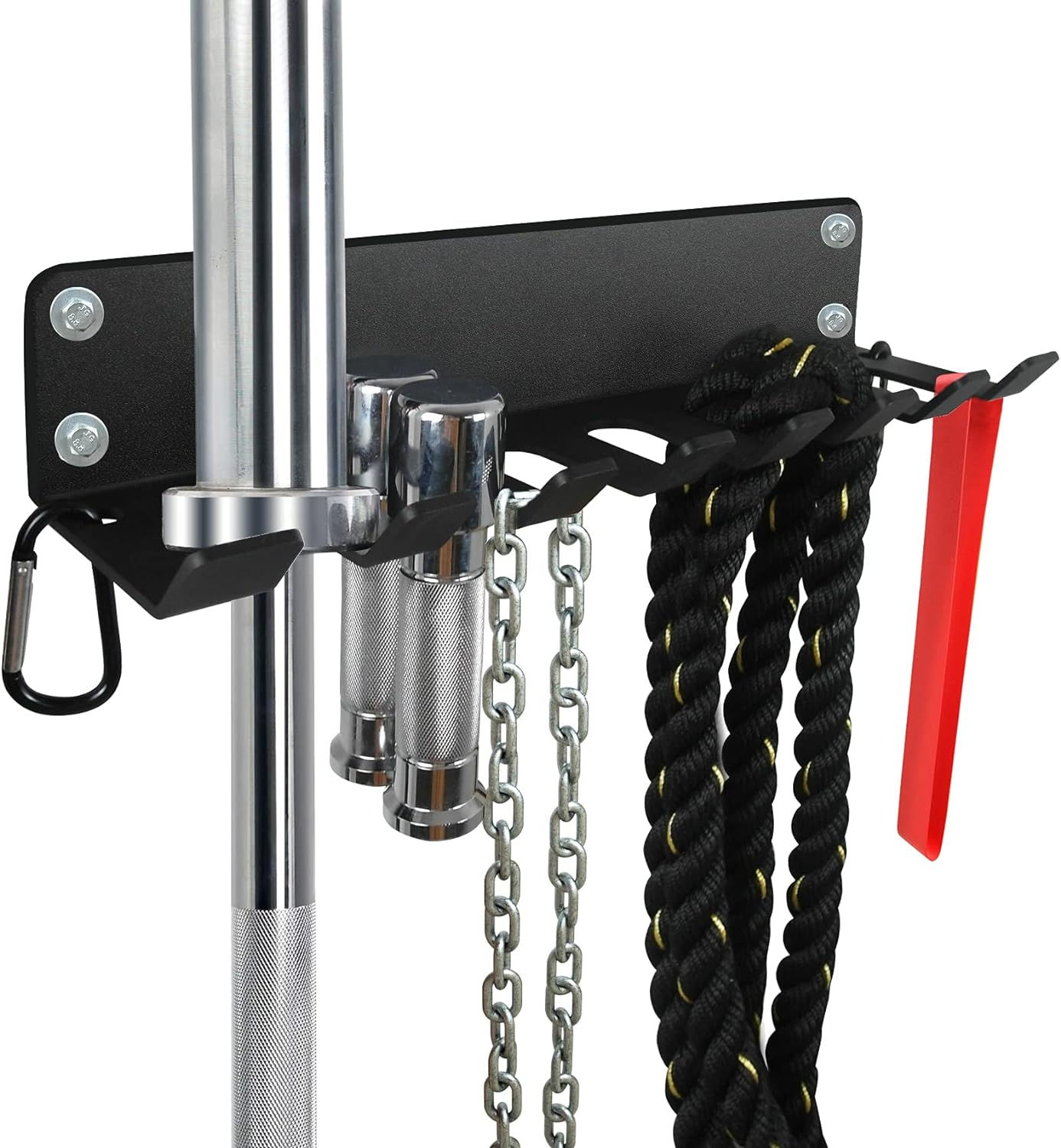 Vehcarc Home Gym Storage, Heavy-Duty Barbell Holder, Barbell Storage for Olympic Barbell, Gym Accessories Kettlebells Weight Bar Workout Rack Equipment Fitness Foam Roller Jump Rope Resistance Band image number 6