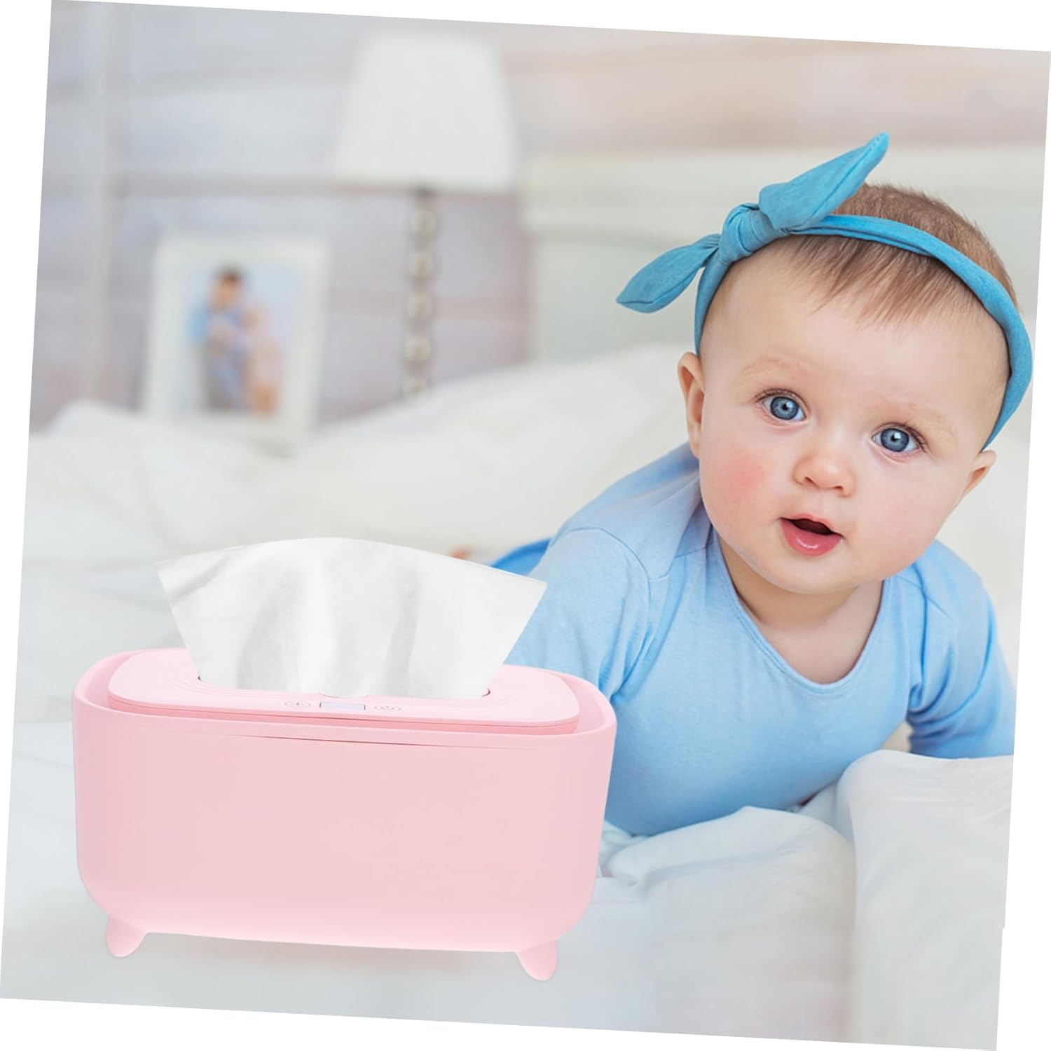 Portable Baby Wipe Warmer USB Powered Wet Tissue Warmer Adjustable Temperature Cherry Pink for Travel Home Car Newborns image number 2