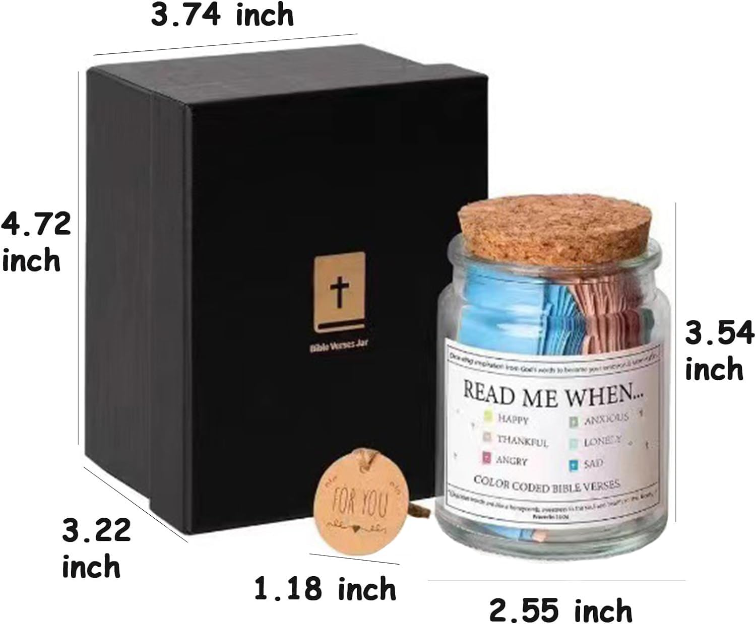 The Hope Jar Bible Verses, Read Me When Bible Verses Jar for Emotions and Feelings, Glass Scripture Prayer a Jar with 90 Coloring Bible Verse, Church Biblica (A) image number 3