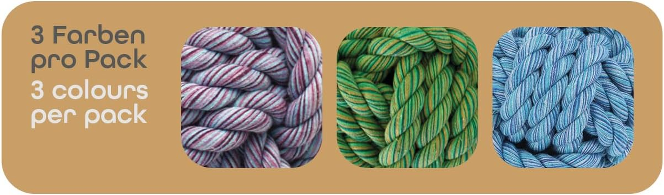 Happy Pet Nuts for Knots Dog Toy Rope, Play Rope for Dogs with 2 Knots, Size L - Set of 3