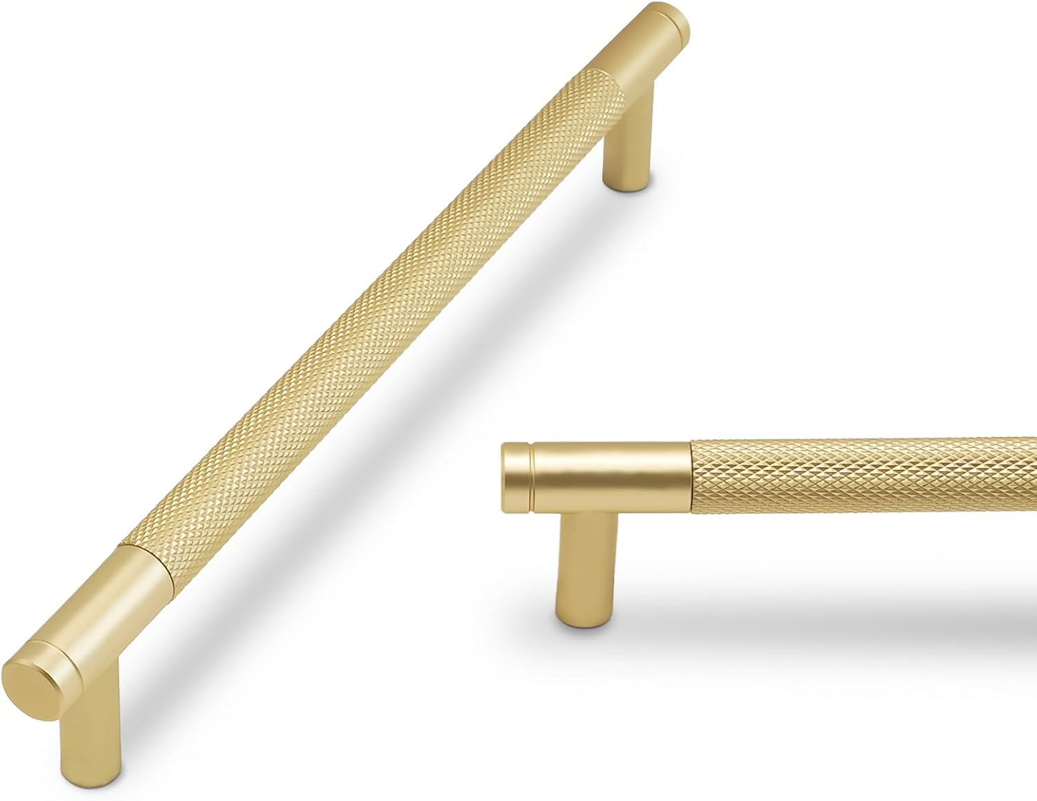 BUKOBYHE 20 Pack 7.5 Inch（192Mm） Inch Brushed Brass Kitchen Cabinet Handles Knurled Cabinet Pulls Gold Drawer Pulls Cabinet Hardware image number 3