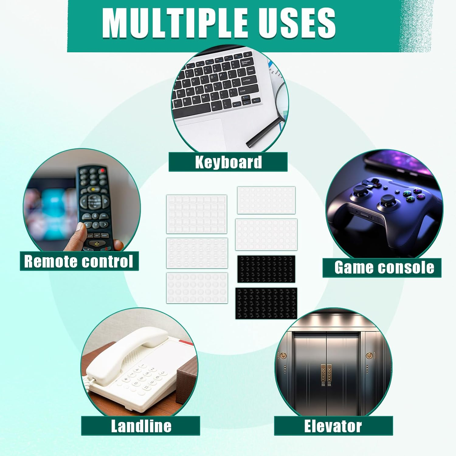 304Pcs Bump Dots for Visually Impaired, Rubber Adhesive Bumper Dots Tactile Stickers Tactile Dots Low Vision Gifts Reading Auxiliary for the Blind Low Vision Elderly(Clear, Black) image number 1