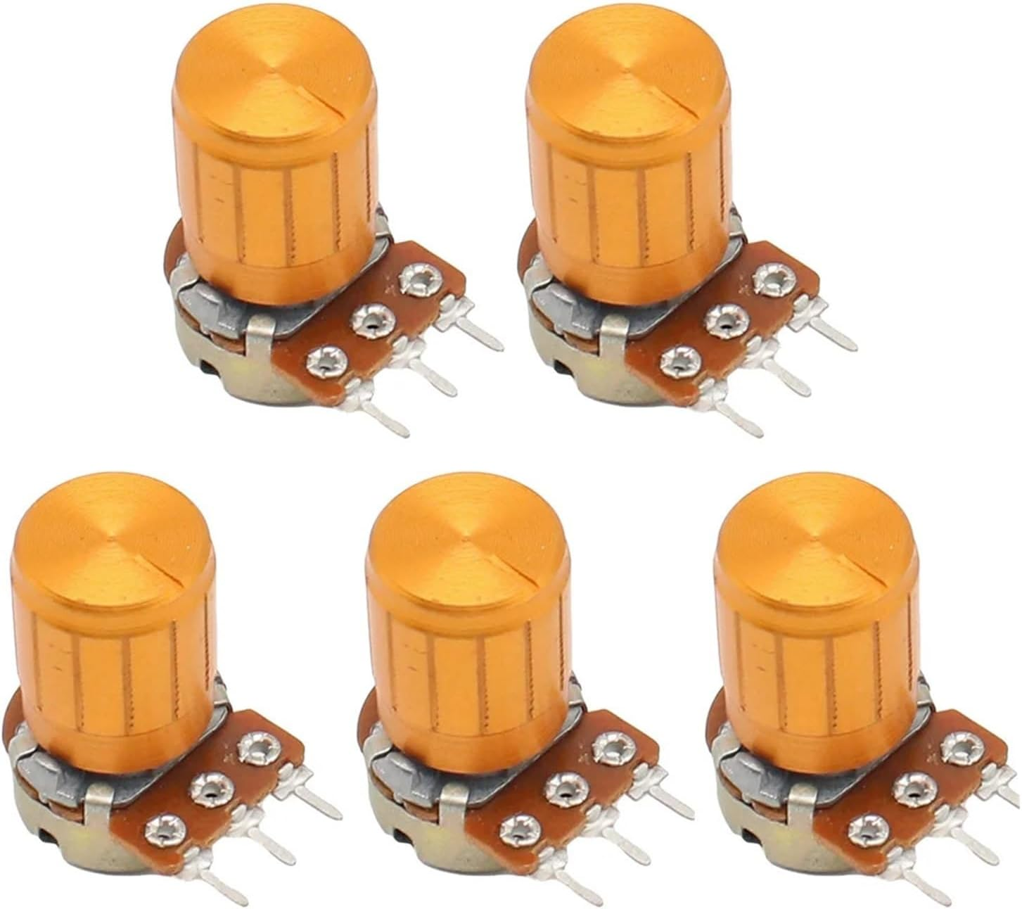 GUMMMY 1Pcs WH148 1K 2K 5K 10K 20K 50K 100K 250K 1M 3Pin Knurled Shaft Linear Taper Rotary Potentiometer Resistor W/Knob for Audrino(10K Ohm) image number 4