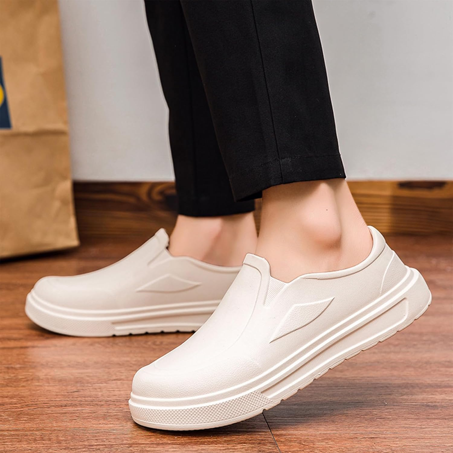 Men'S Oil Resistant Waterproof Slip-On Chef Shoes Comfort Lightweight Non Slip Work Penny Shoes Kitchen Outdoor Outdoor Loafers image number 6